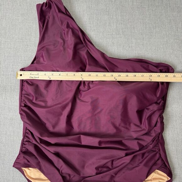 J. Crew Swimsuit Womens 24 Purple Plus One Piece One Shoulder Tropical Beach NEW - Picture 14 of 16